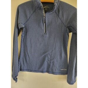 Eddie Bauer womens 1/4 zip base layer dark blue‎ with dot design